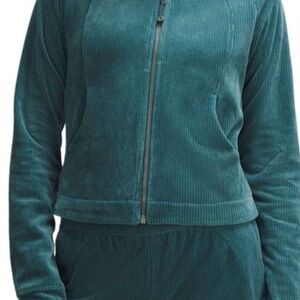 Preloved Lululemon track jacket velvet cord storm teal.